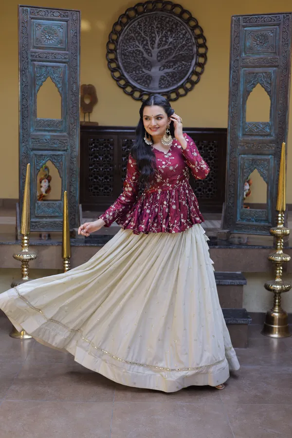 Silk_Lehenga_with_sequins,_zari_&_mirror_embellished_work,_paired_with_a_stylish_blouse._Gives_a_beautiful_flared_look_�_perfect_for_parties_&_festive_wear._Unstitched_blouse_included._?