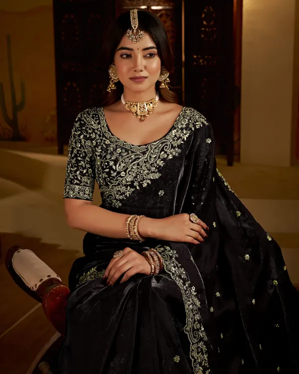 Black_Color_Satin_Silk_Saree_with_Heavy_Embroidered_Work
