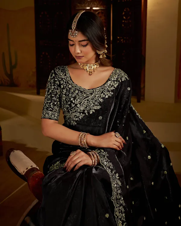 Black_Color_Satin_Silk_Saree_with_Heavy_Embroidered_Work