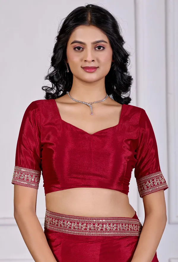Designer_Maroon_Border_Saree_with_Blouse_for_Women