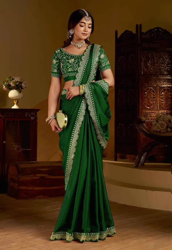 Green_Rangoli_Silk_Saree_with_Heavy_Embroidery_Work_and_heavy_work_Blouse_for_Wedding_&_Party_Wear