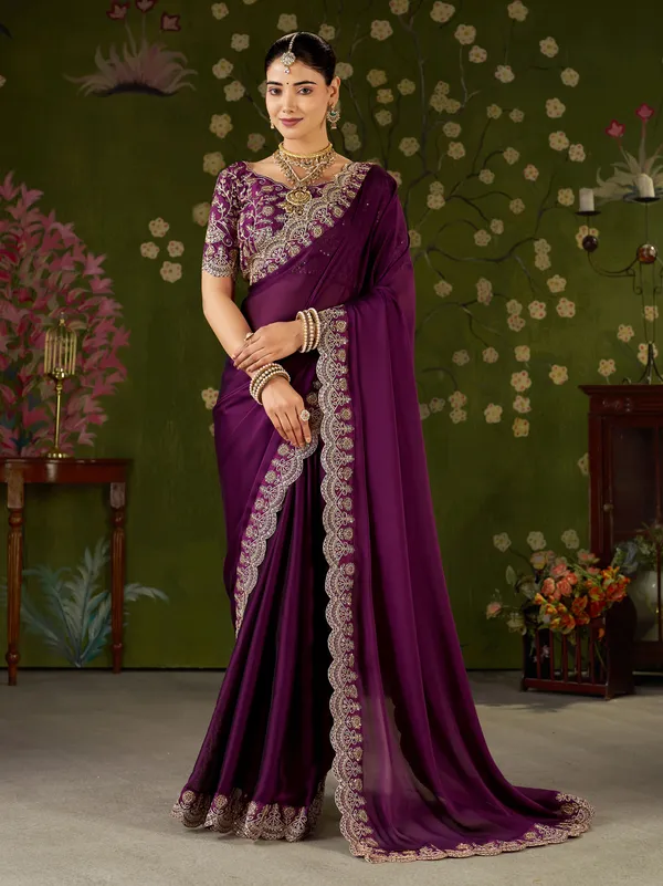 Wine_Rangoli_Silk_Saree_with_Embroidered_Designer_Blouse_Piece