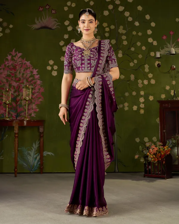 Wine_Rangoli_Silk_Saree_with_Embroidered_Designer_Blouse_Piece