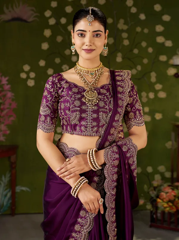 Wine_Rangoli_Silk_Saree_with_Embroidered_Designer_Blouse_Piece