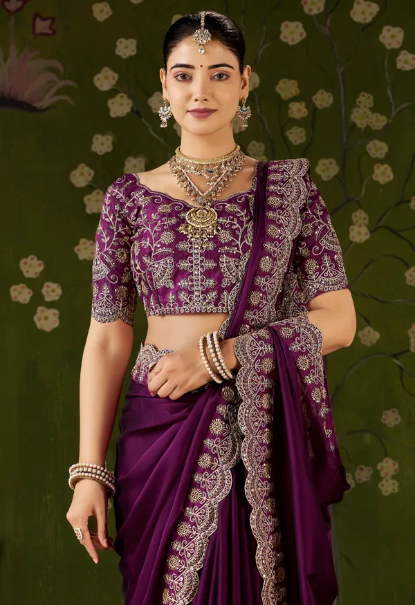Wine_Rangoli_Silk_Saree_with_Embroidered_Designer_Blouse_Piece
