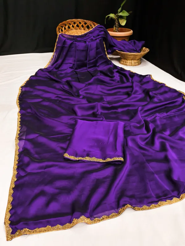 New_Party_Wear_Rangoli_Silk_Violet_color_saree_with_Blouse_and_stone_lace_Border