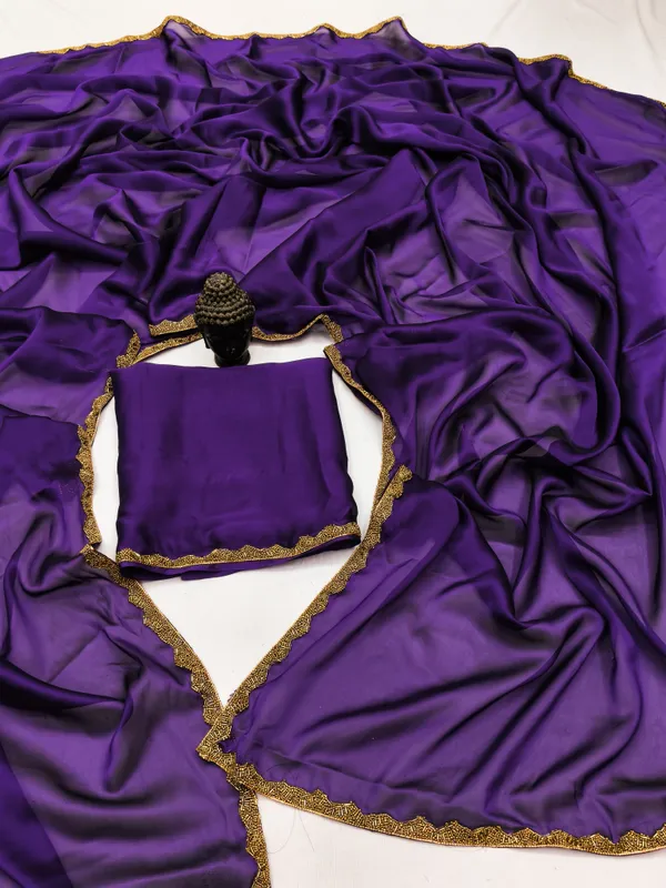 New_Party_Wear_Rangoli_Silk_Violet_color_saree_with_Blouse_and_stone_lace_Border