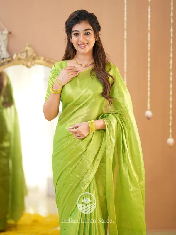 Pista_Green_Handloom_Tissue_Saree_With_Designer_Blouse