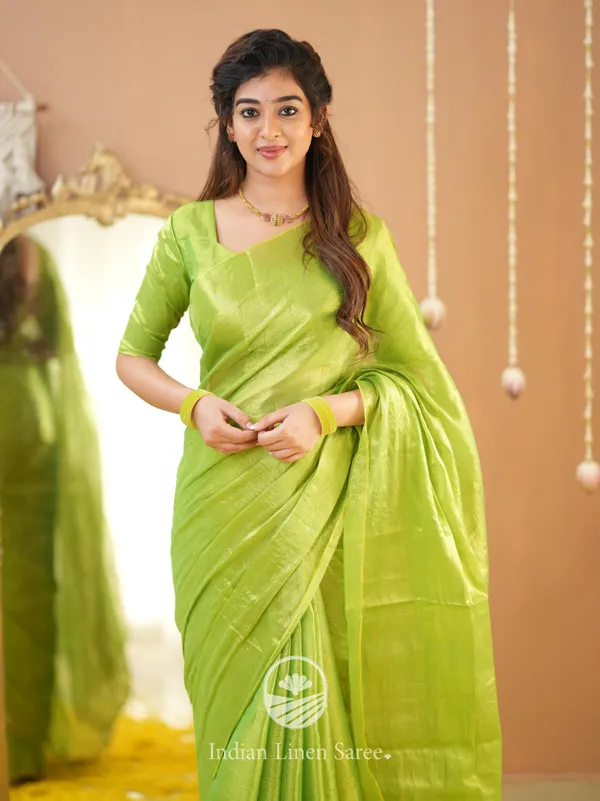 Pista_Green_Handloom_Tissue_Saree_With_Designer_Blouse