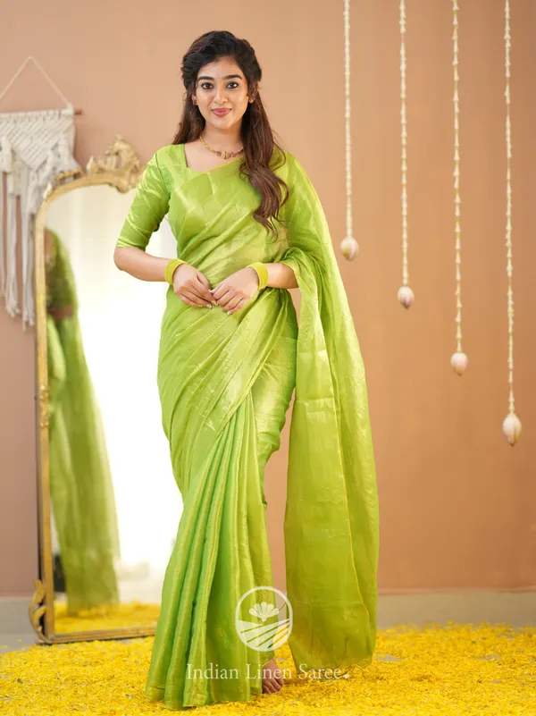 Pista_Green_Handloom_Tissue_Saree_With_Designer_Blouse