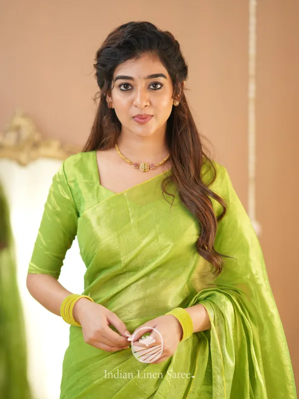 Pista_Green_Handloom_Tissue_Saree_With_Designer_Blouse