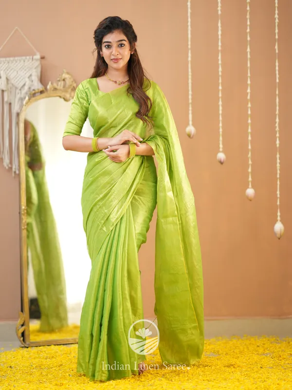 Pista_Green_Handloom_Tissue_Saree_With_Designer_Blouse