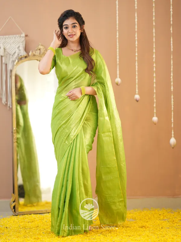 Pista_Green_Handloom_Tissue_Saree_With_Designer_Blouse