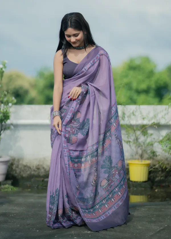 Light_Purple_colour_Linen_Saree_(With_Unstitched_Blouse_Piece)_(For_Women)