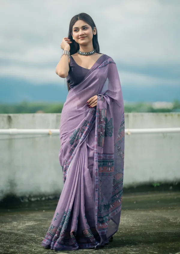 Light_Purple_colour_Linen_Saree_(With_Unstitched_Blouse_Piece)_(For_Women)