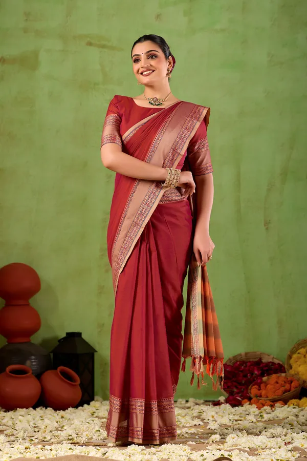 Maroon_Narayanpet_Mercerized_Cotton_Saree