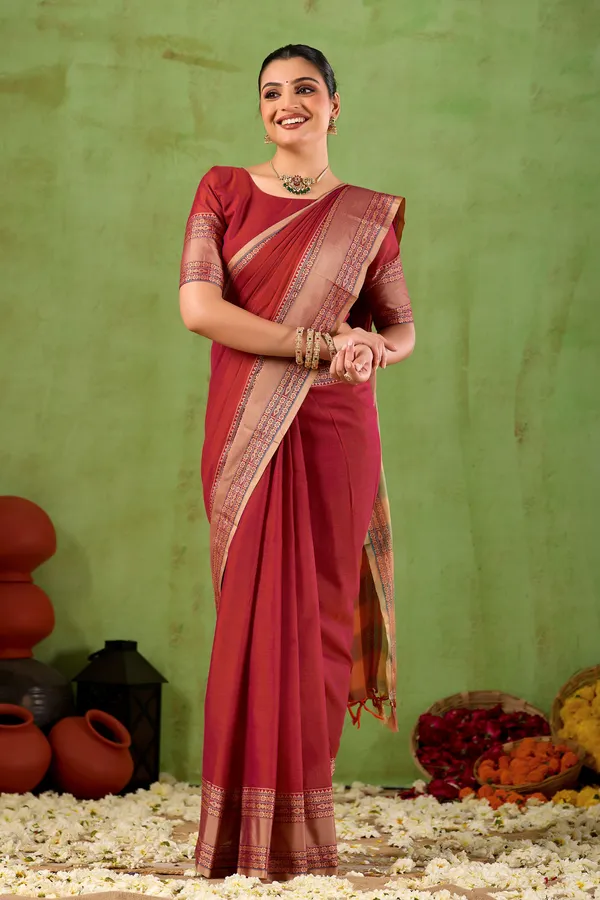 Maroon_Narayanpet_Mercerized_Cotton_Saree