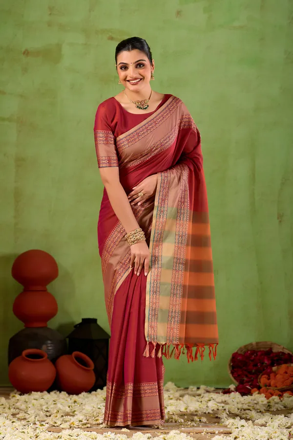 Maroon_Narayanpet_Mercerized_Cotton_Saree