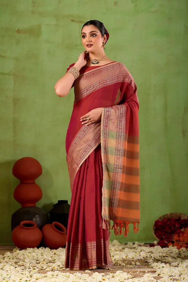 Maroon_Narayanpet_Mercerized_Cotton_Saree