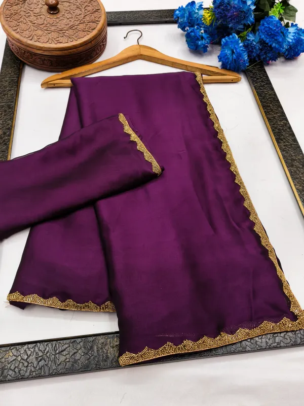 New_Party_Wear_Rangoli_Silk_Wine_color_saree_with_Blouse_and_stone_lace_Border