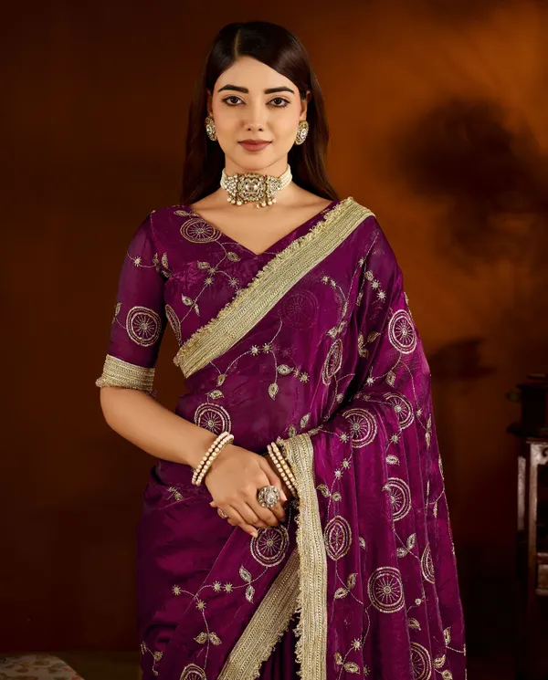 Wine_Satin_Silk_Saree_with_Heavy_Embroidered_Work