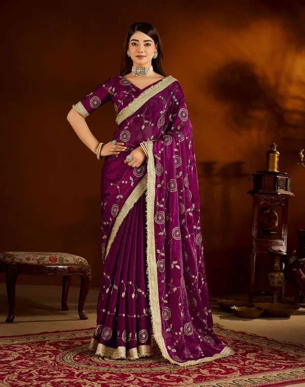 Wine_Satin_Silk_Saree_with_Heavy_Embroidered_Work