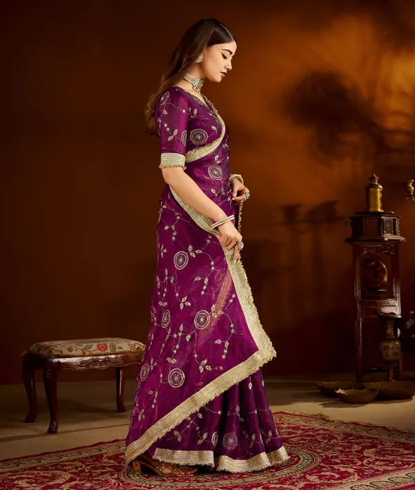 Wine_Satin_Silk_Saree_with_Heavy_Embroidered_Work