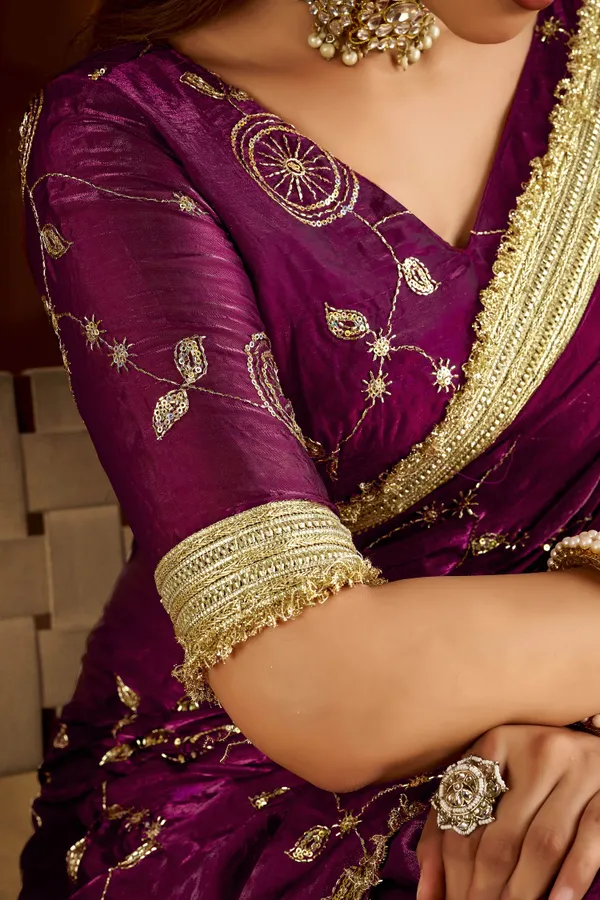 Wine_Satin_Silk_Saree_with_Heavy_Embroidered_Work
