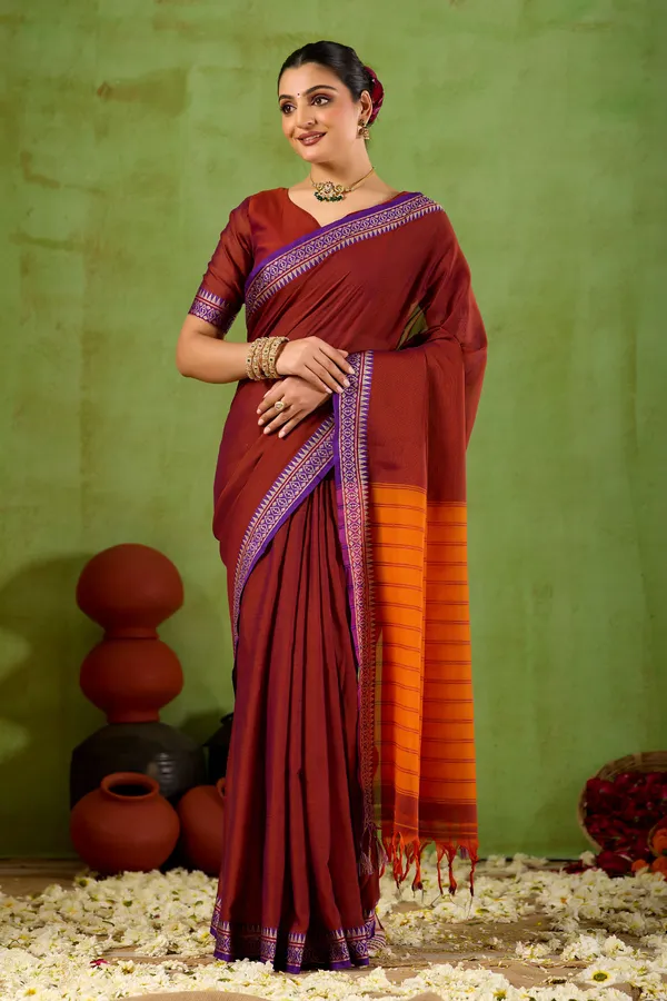 Maroon_Narayanpet_Mercerized_Cotton_Saree