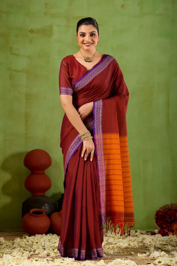 Maroon_Narayanpet_Mercerized_Cotton_Saree