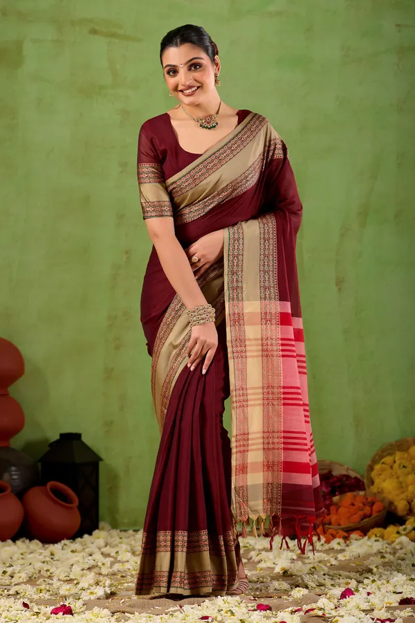 Maroon_Narayanpet_Mercerized_Cotton_Saree