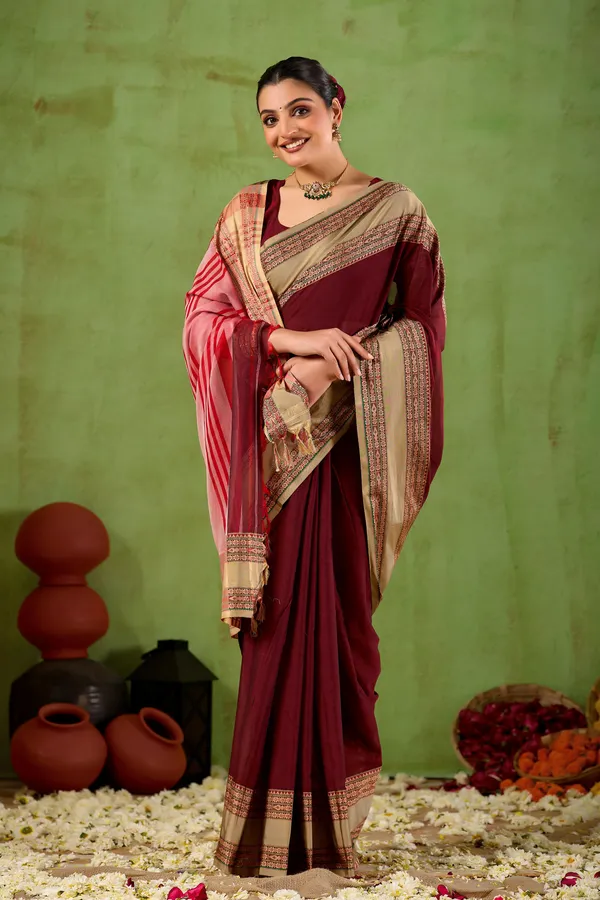 Maroon_Narayanpet_Mercerized_Cotton_Saree