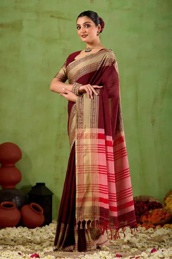 Maroon_Narayanpet_Mercerized_Cotton_Saree
