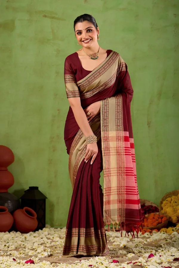 Maroon_Narayanpet_Mercerized_Cotton_Saree