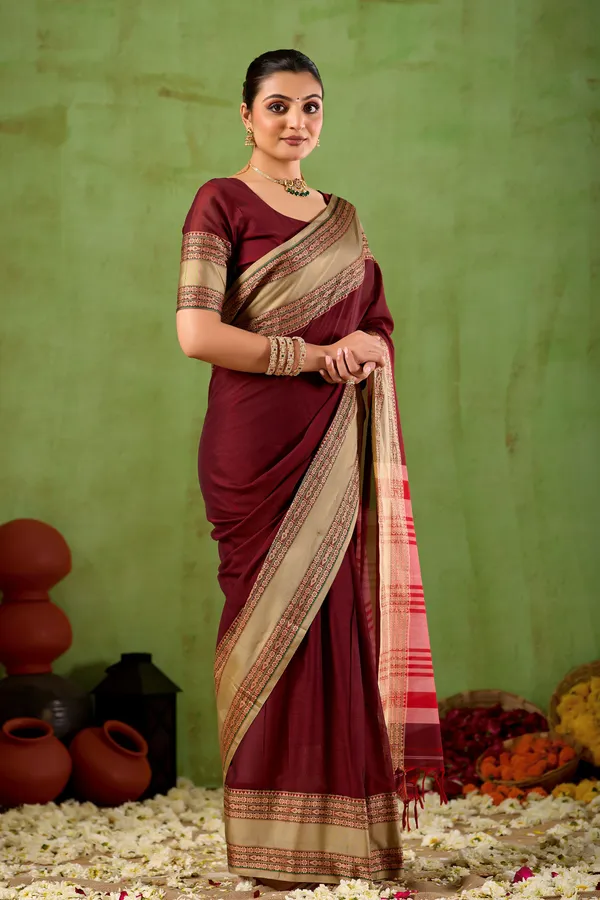 Maroon_Narayanpet_Mercerized_Cotton_Saree