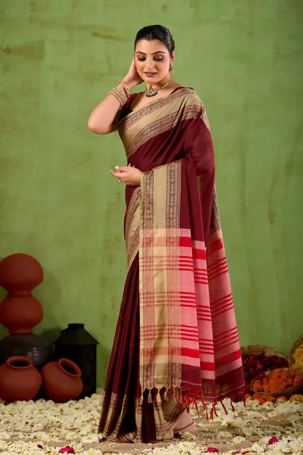 Maroon_Narayanpet_Mercerized_Cotton_Saree