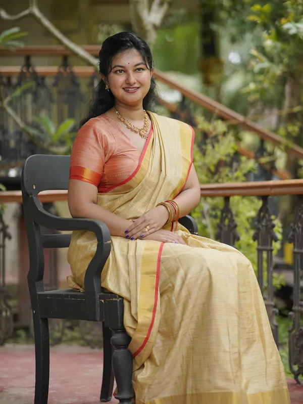 Beige_Colour_Linen_Saree_(With_Unstitched_Blouse_Piece)_(For_Women)