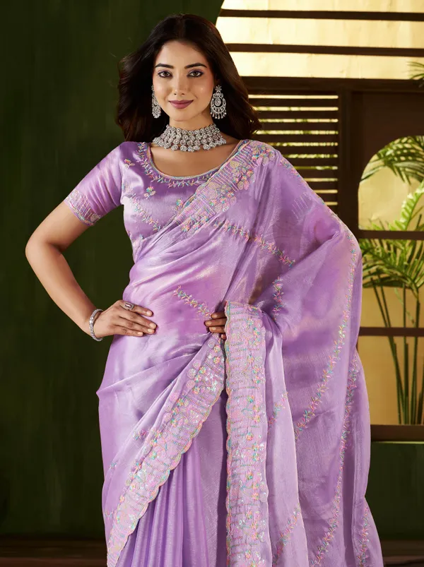 Lavender_Jimmy_Choo_Fabric_Saree_with_Multi_Thread_Embroidered_Work_for_Women