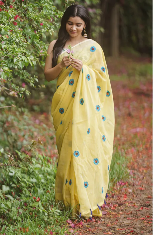 Yellow_Colour_Linen_Saree_(With_Unstitched_Blouse_Piece)_(For_Women)