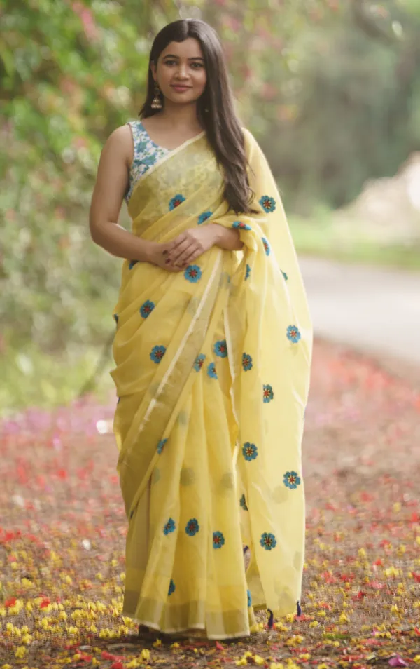 Yellow_Colour_Linen_Saree_(With_Unstitched_Blouse_Piece)_(For_Women)