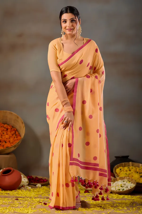 Yellow_Handloom_Print_Cotton_Saree