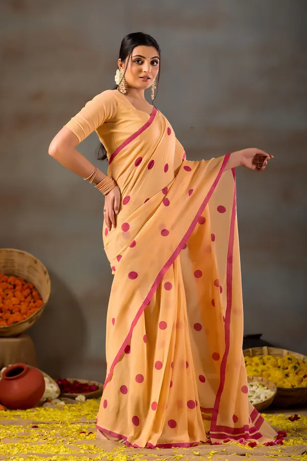 Yellow_Handloom_Print_Cotton_Saree