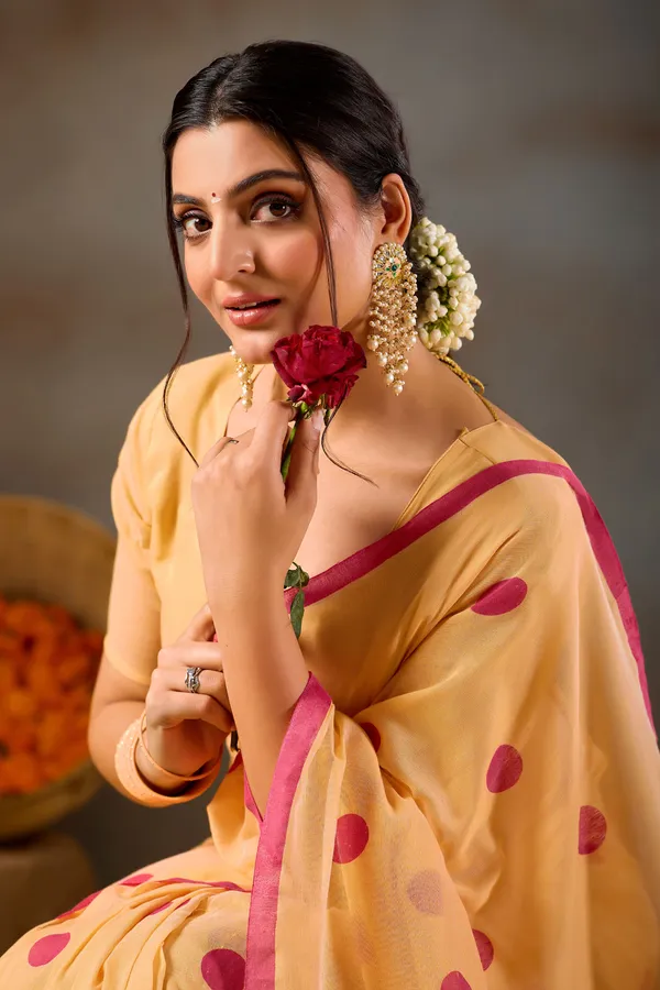 Yellow_Handloom_Print_Cotton_Saree