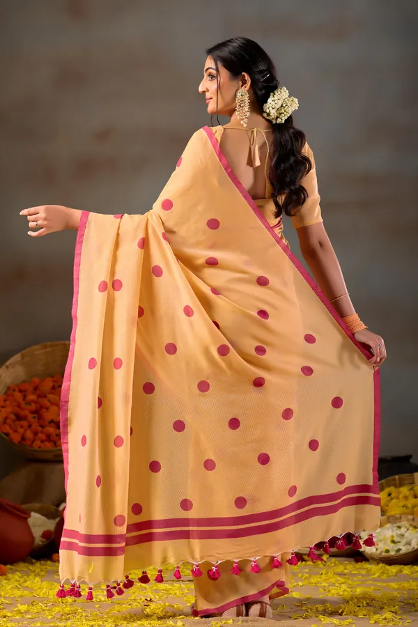 Yellow_Handloom_Print_Cotton_Saree