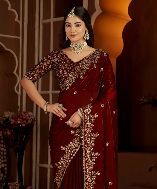 Maroon_Colour_Satin_Silk_Saree_with_Heavy_Embroidery_Work_Blouse_Designer_Wedding_&_Party_Wear_Ethnic_Saree_for_Women