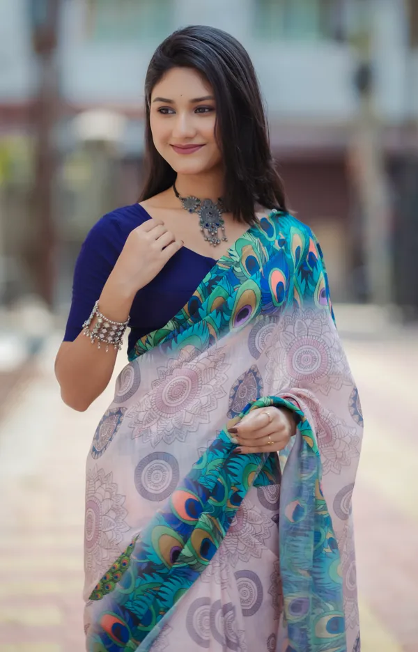 White_Colour_Linen_Saree_(With_Unstitched_Blouse_Piece)_(For_Women)