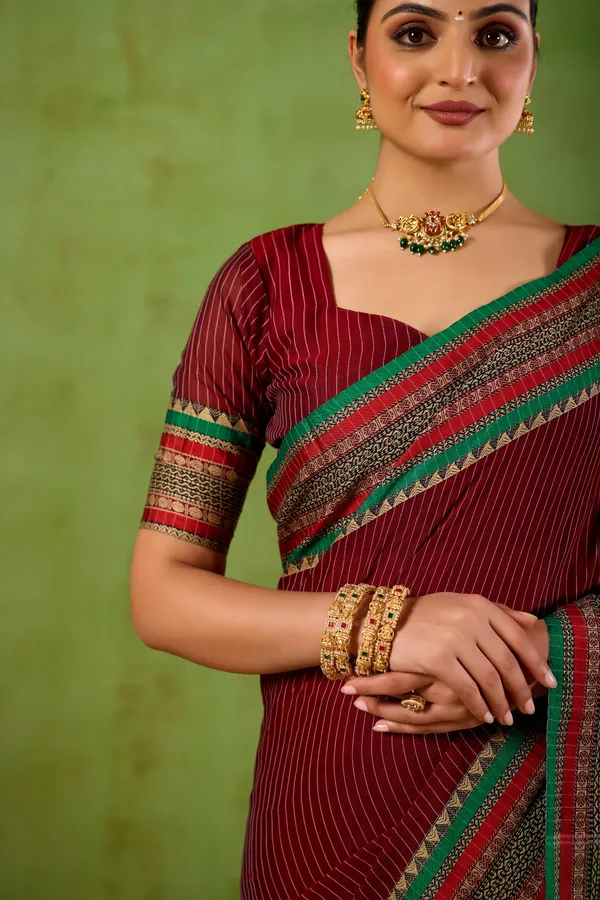Maroon_Narayanpet_Mercerized_Cotton_Saree