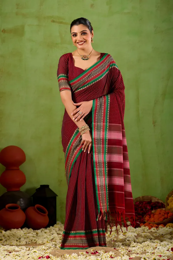 Maroon_Narayanpet_Mercerized_Cotton_Saree