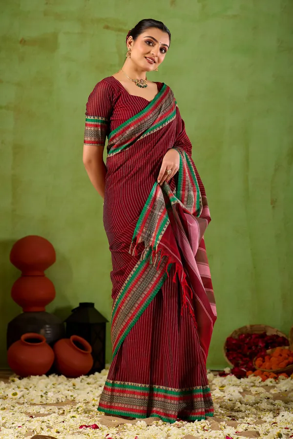 Maroon_Narayanpet_Mercerized_Cotton_Saree