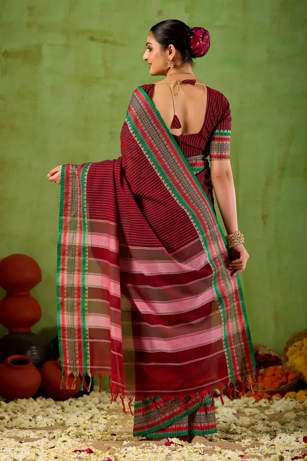 Maroon_Narayanpet_Mercerized_Cotton_Saree